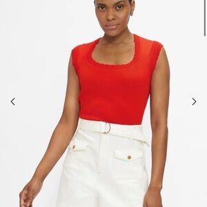 Ted Baker Stacie Scalloped Detail Red Sleeveless Knit Top